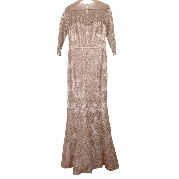 Marchesa Notte Metallic Filigree Embroidered Gown - Picture 13 of 13